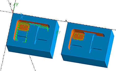 Closed Profiles Only option used to eliminate unwanted cuts that would otherwise result from pocket feature containing wall surface that extends into adjacent region