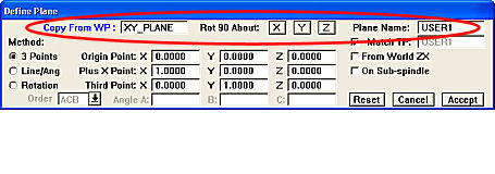 Redesigned Define Workplane function includes ability to copy existing workplane and rotate in 90 degree increments. Planes are now auto-named, and fields are defaulted and back-calculated