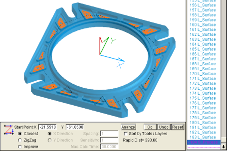 Order Path  Optimize - Closest method used on a Solid Pocket process container element to improve the machining order of the regions