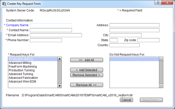 Key Request Form