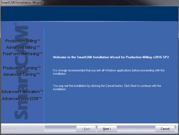 New Installation Main Screen